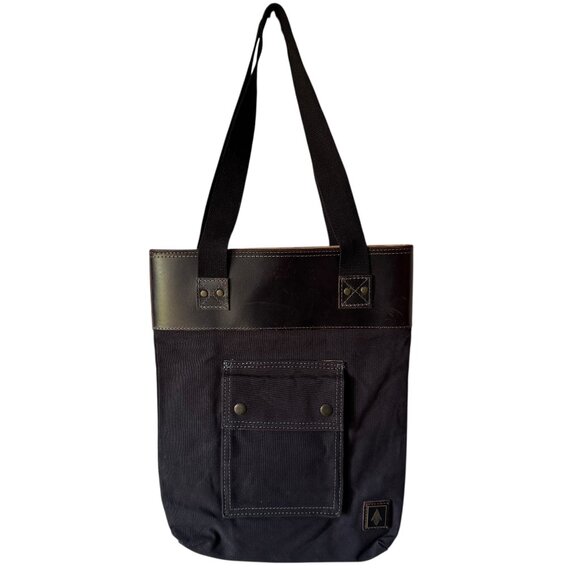 Damn Dogs Tote Shoulder Bag Charcoal Black Canvas Leather Trim Rugged Unisex - Picture 1 of 16